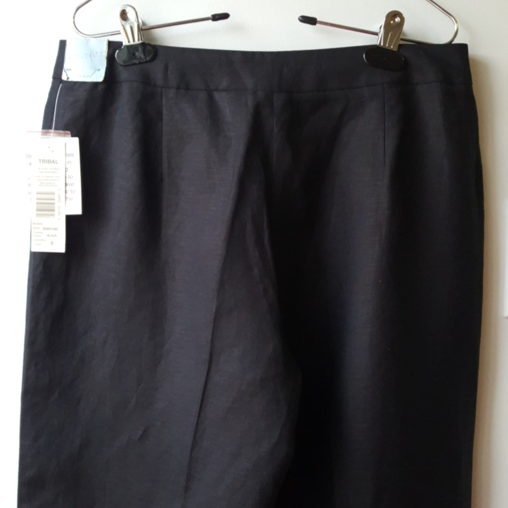 NWT Tribal FAVORITE Black Linen Blend Capri Crop Pants (6) - Picture 2 of 10